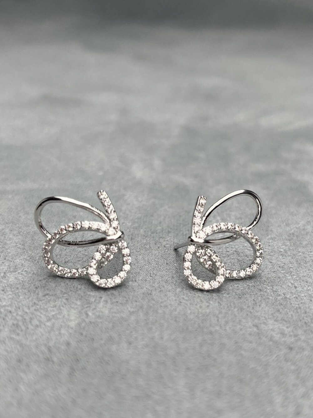 Sterling Silver Butterfly Stud with Sparkling CZ-Elegant Everyday Jewelry